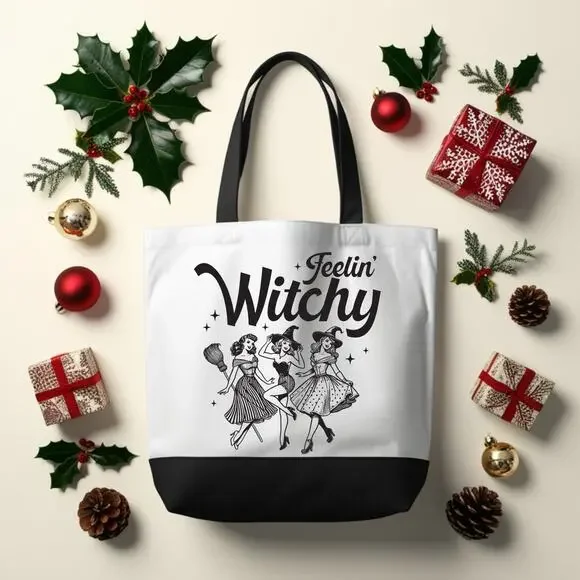 Feelin Witchy Sassy Retro Pinup Tote Bag - Picture 5 of 5